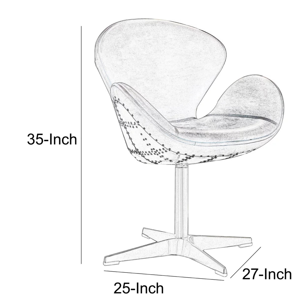 Brown Top Grain Leather Swivel Accent Chair A545824