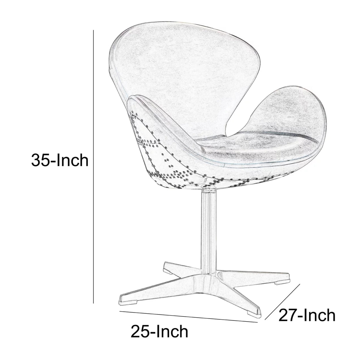 Brown Top Grain Leather Swivel Accent Chair A545824