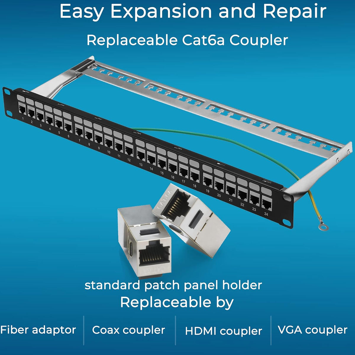 24 Port Cat6A Shielded Patch Panel 1U R447