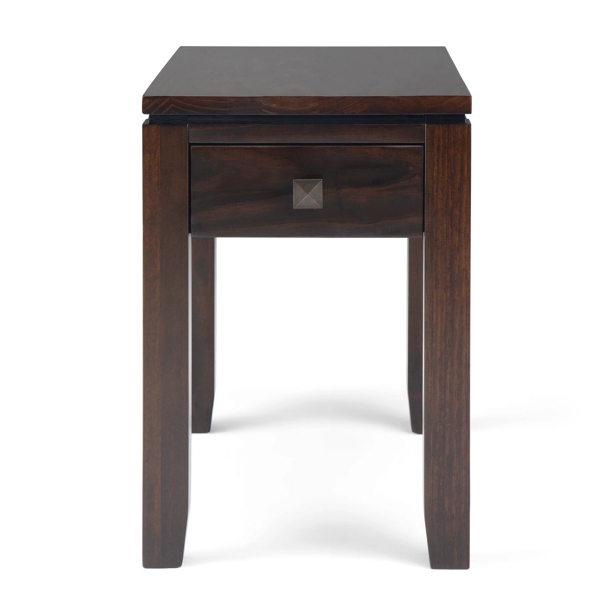 Solid Wood 14 inch Wide Rectangle Narrow Side Table in Mahogany Brown S41149