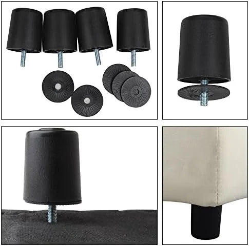 Black Tufted Leather Flip Top Ottoman Y8322