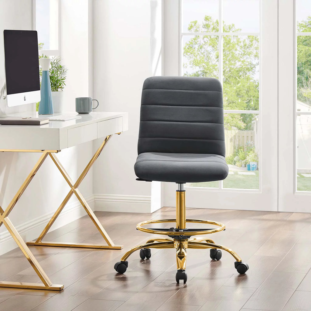 Gray Velvet Armless Drafting Chair S1752