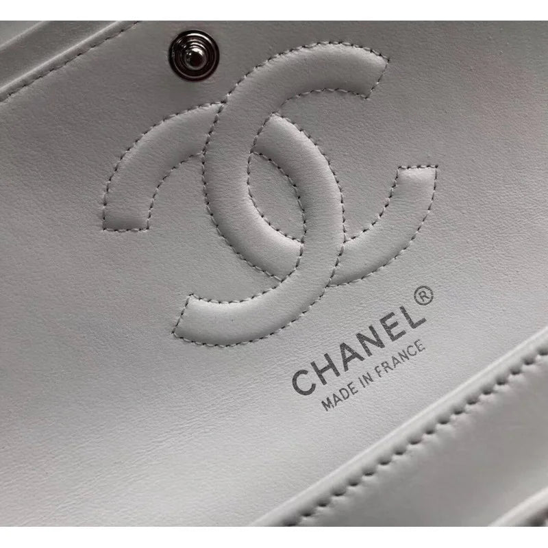 White Lambskin Leather Flap Bag P208