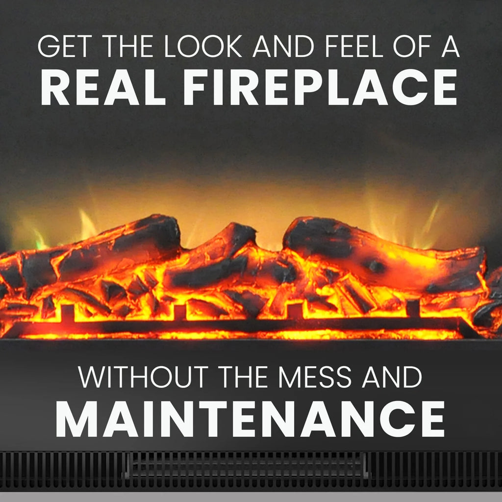 Freestanding Electric Fireplace with Log Insert, Cherry X454670