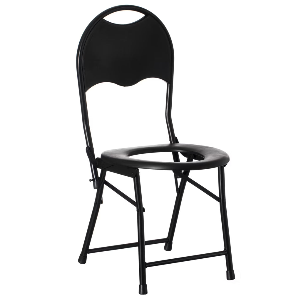 Black Folding Portable Toilet Seat with Backrest O77617