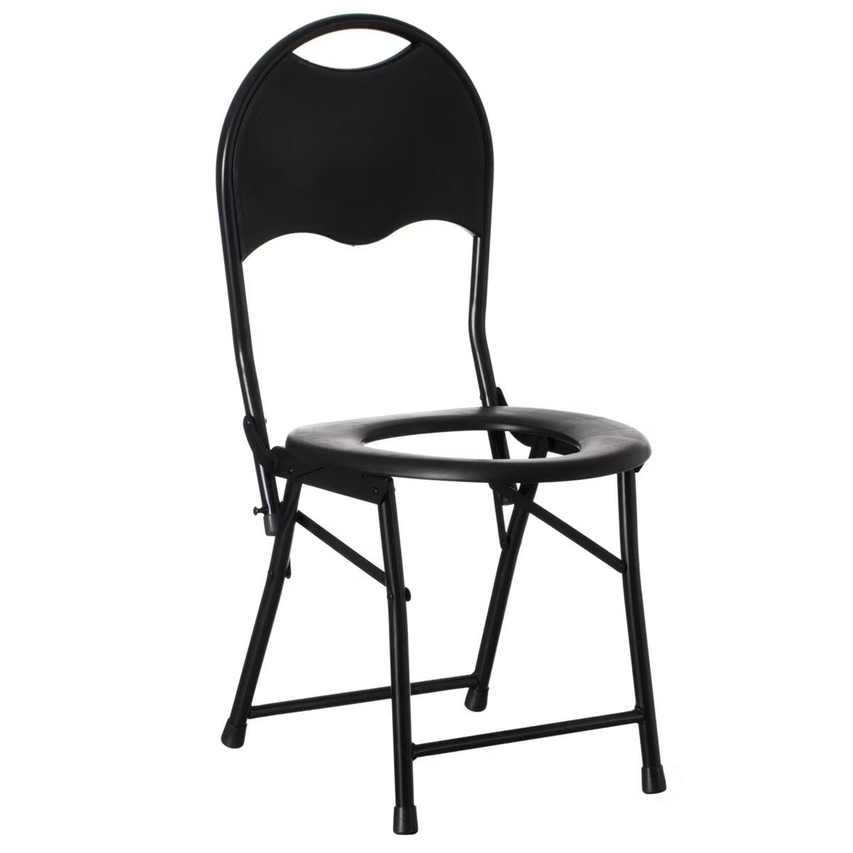 Black Folding Portable Toilet Seat with Backrest O77617