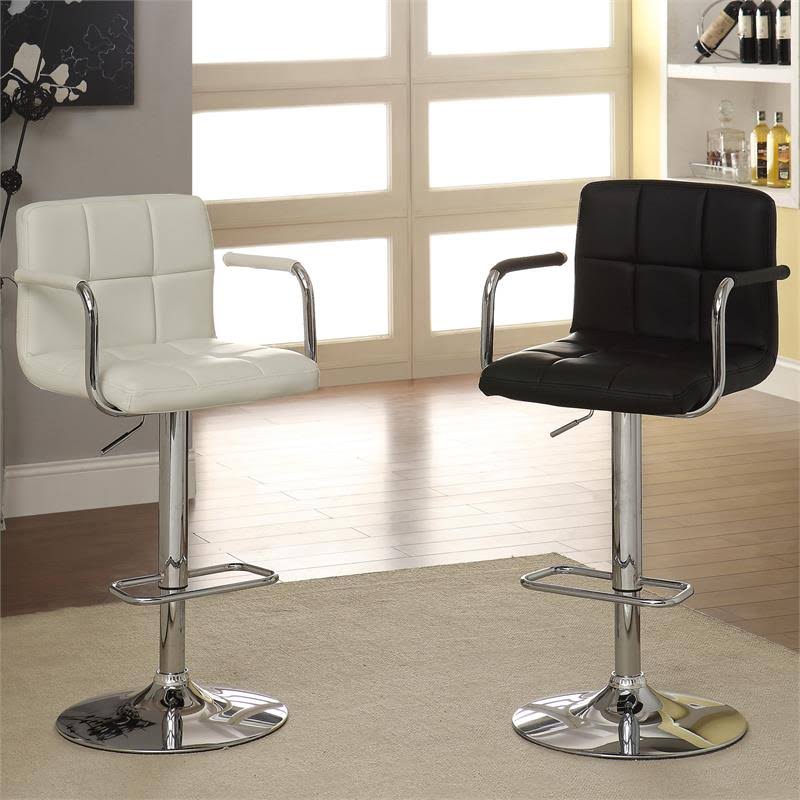 Black Leather Adjustable Bar Stool D291