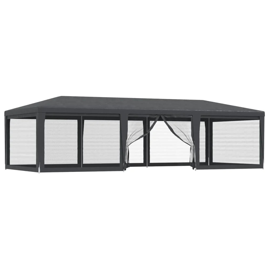 Party Tent with 8 Mesh Sidewalls Anthracite 29.5'x13.1' HDPE B82250