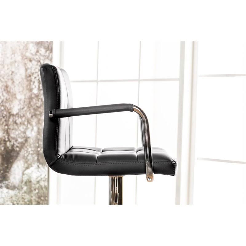 Black Leather Adjustable Bar Stool D291