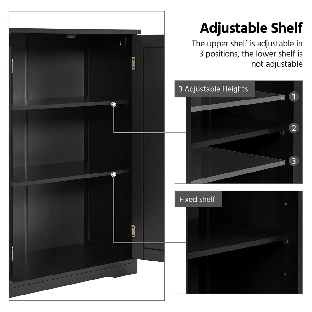 Black 4 Drawer Wooden Floor Storage Cabinet with Adjustable Shelf O485