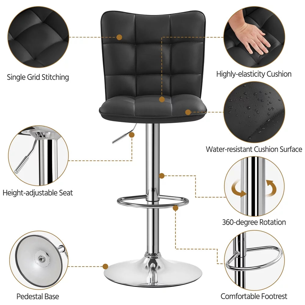 Black Faux Leather Wingback Barstool Set of 2 J17400