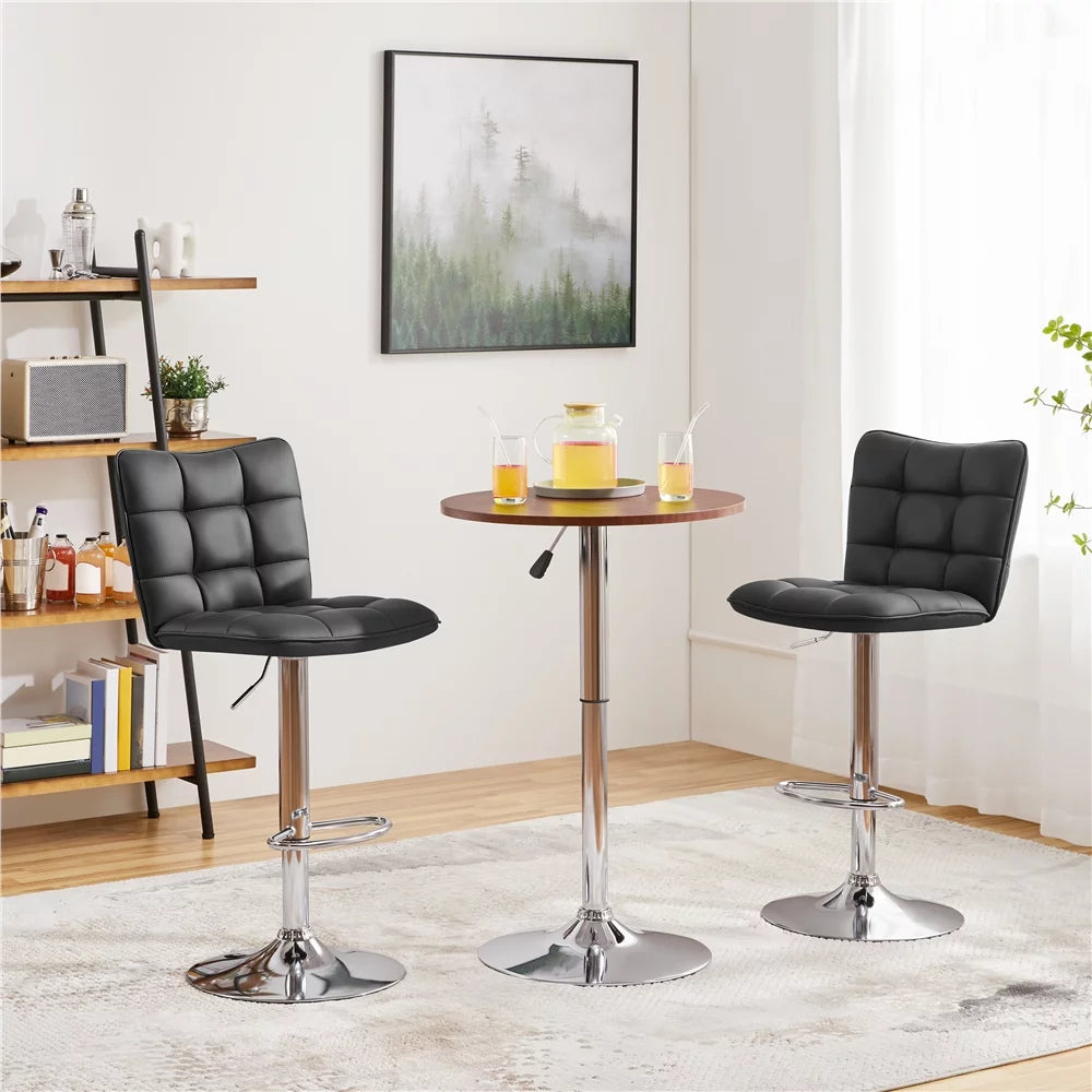 Black Faux Leather Wingback Barstool Set of 2 J17400
