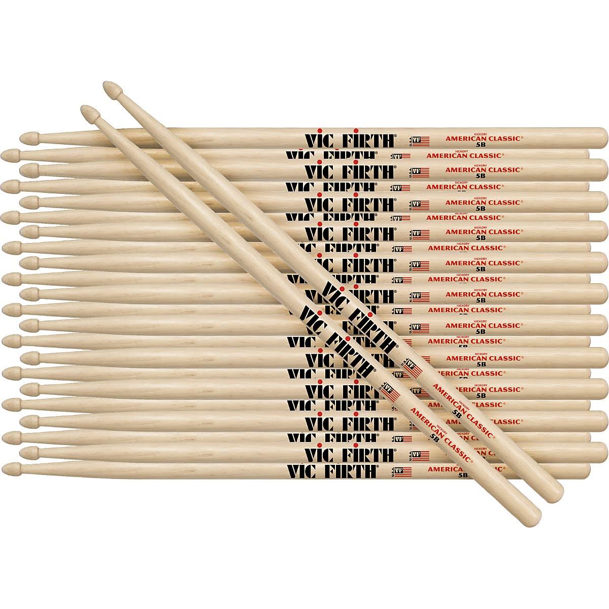 12-Pair Hickory Wood Drumsticks 2B I403