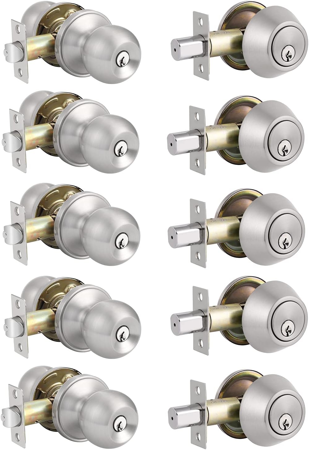 Front Door Handleset with Single Cylinder Deadbolt in Satin Nickel Finish T908784