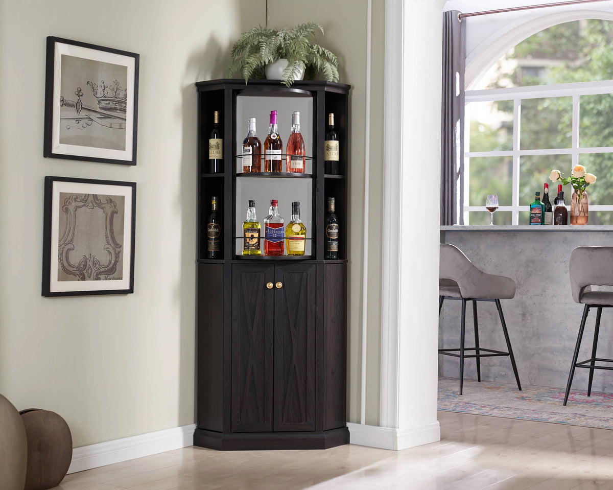 Black Corner Bar Cabinet S6559