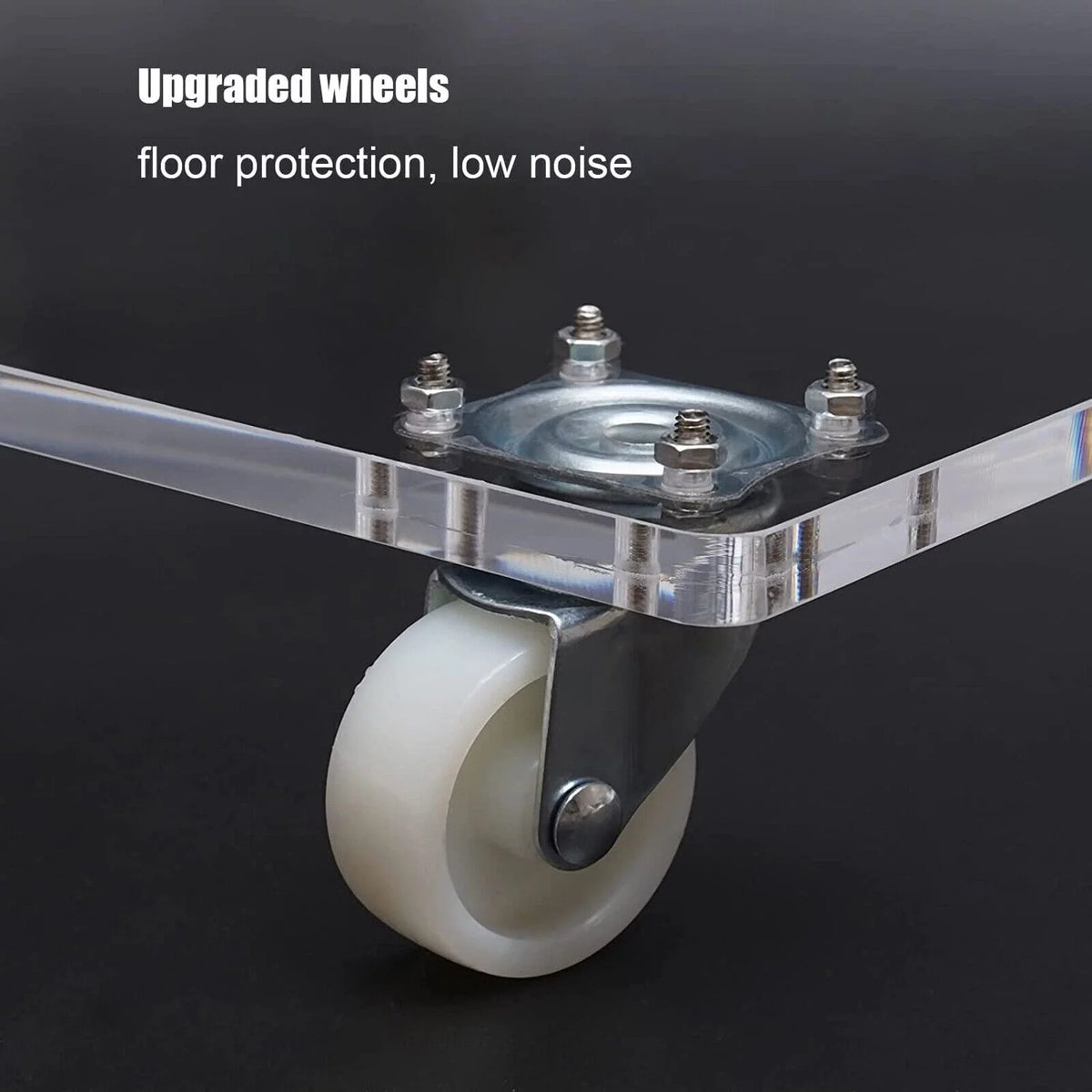 Clear Acrylic C-Shaped Bedside Table on Wheels Z289