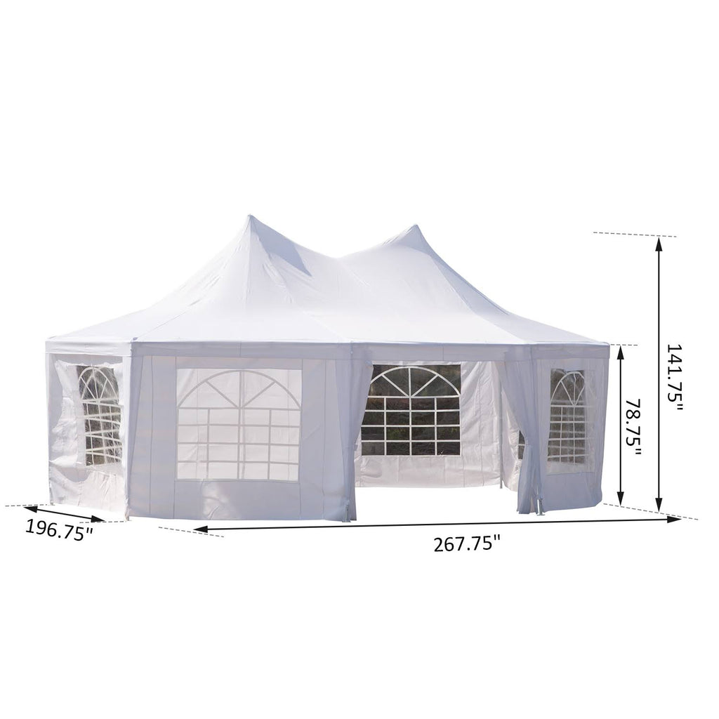 White Octagon 8-Wall Party Canopy Gazebo Tent W536436
