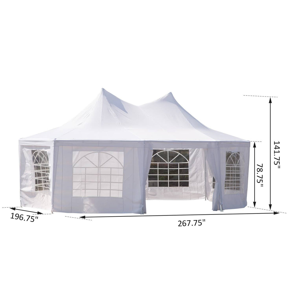 White Octagon 8-Wall Party Canopy Gazebo Tent W536436