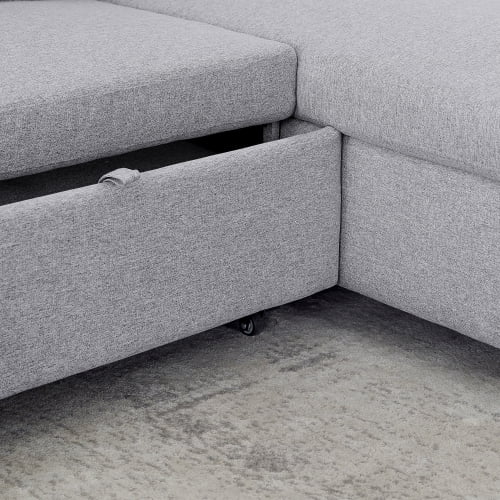 78.8" Reversible L-Shaped Linen Sleeper Sofa with Pullout Bed I901