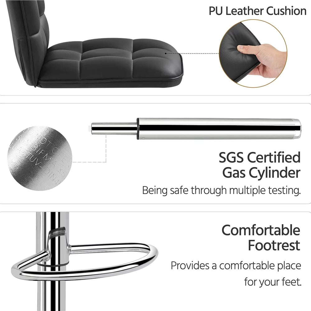 Black Faux Leather Wingback Barstool Set of 2 J17400